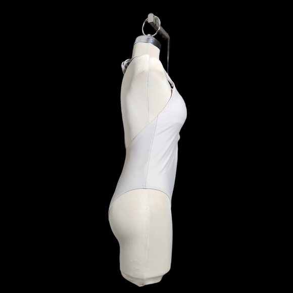 Aerie swim one piece size m Grey with tie up neck and pads bodysuit - Picture 10 of 11